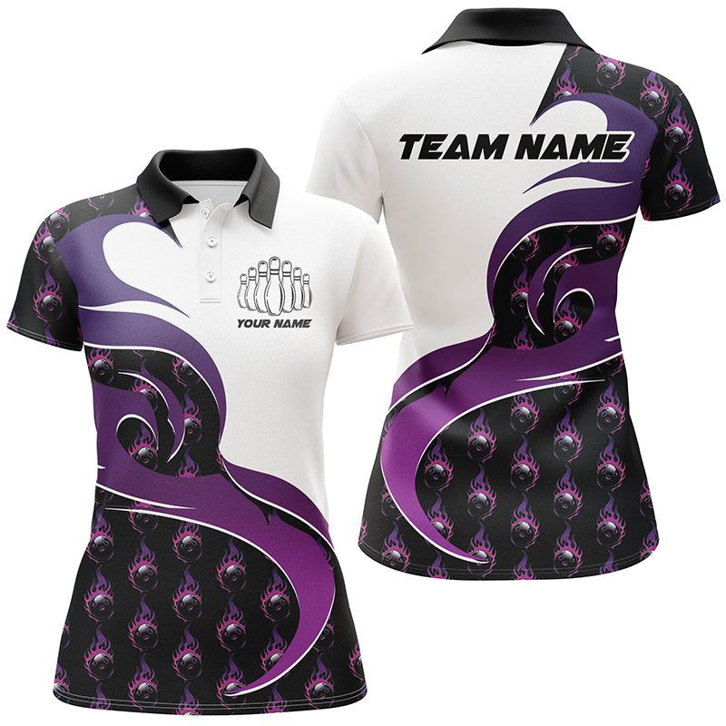 Women's Purple Flame Bowling Polo Shirt I6972