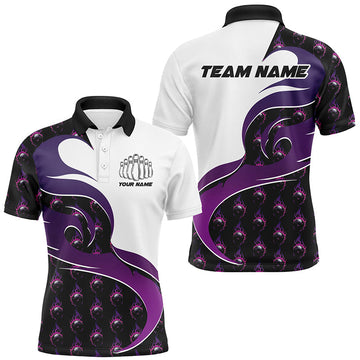 Men's Purple Flame Bowling Polo Shirt I6972