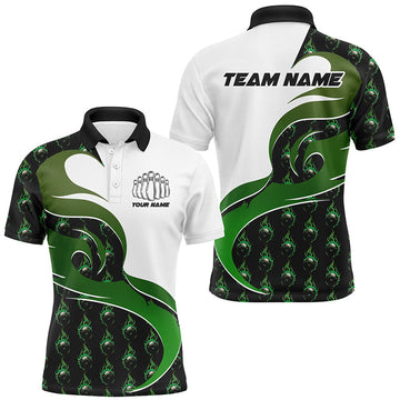 Men's Green Flame Bowling Polo Shirt I6973