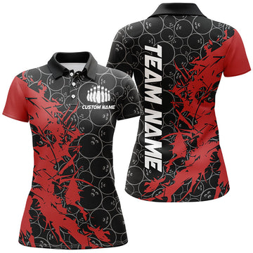 Women's Custom Black & Red Bowling Shirts I6982