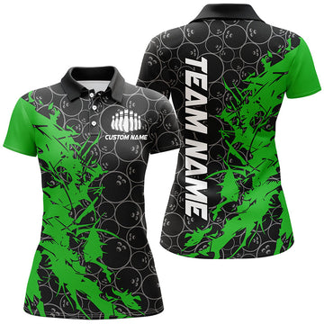 Women's Black & Green Custom Bowling Shirts I6983