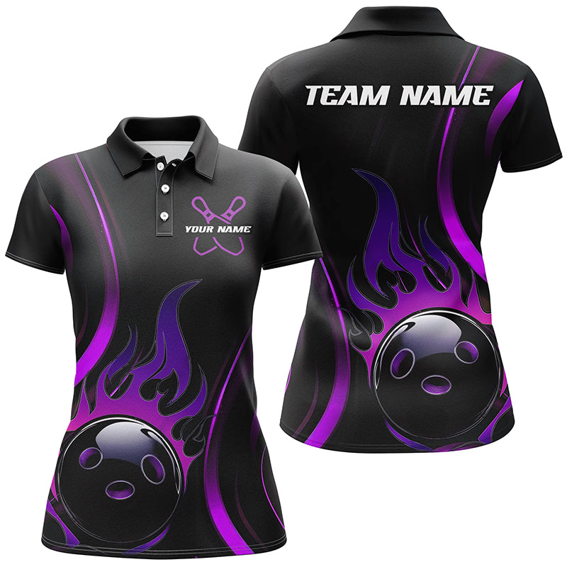 Women's Purple Flame Bowling Polo Shirt I6988