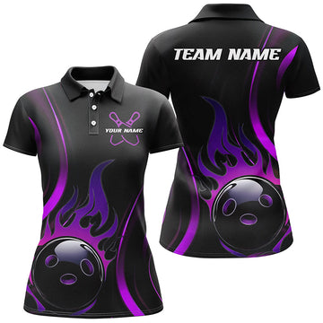 Women's Purple Flame Bowling Polo Shirt I6988
