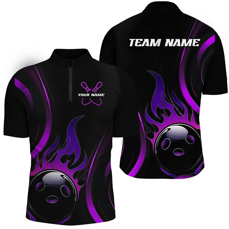Men's Purple Flame Bowling Polo Shirt I6988