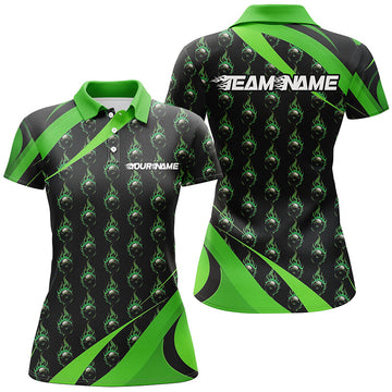 Women's Green Flame Bowling Shirts - Custom Team Jerseys I6991