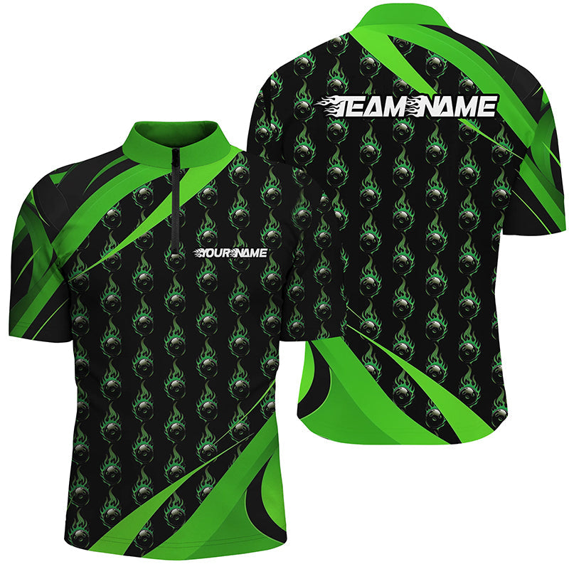 Green Flame Custom Bowling Shirts for Men & Women I6991