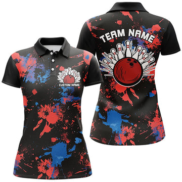 Custom Camo Women’s Bowling Team Shirts - Red, White & Blue I6471
