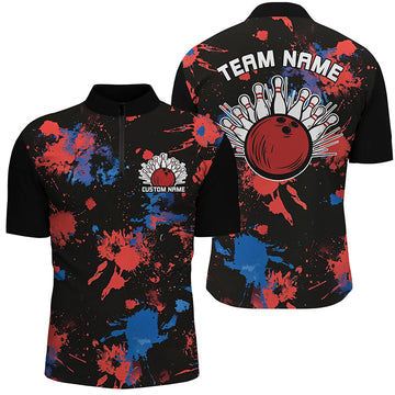 Red, White & Blue Camo Custom Bowling Team Shirts for Men & Women I6471