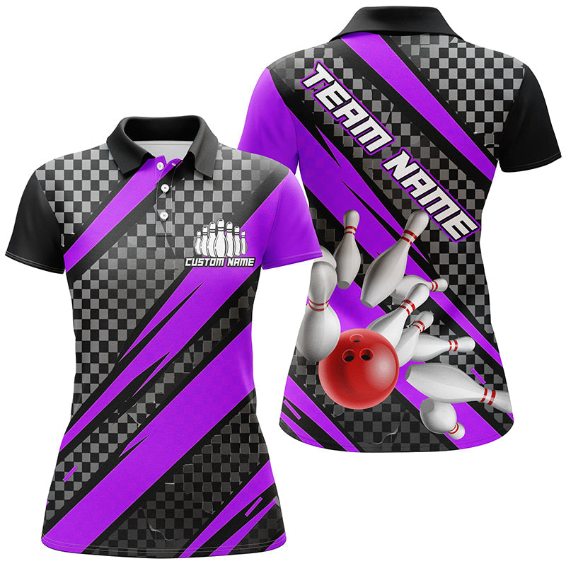 Custom Purple Bowling Team Shirt for Women I6473