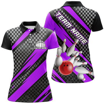 Custom Purple Bowling Team Shirt for Women I6473
