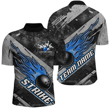 Black & Blue Flame Bowling Team Shirts for Men & Women I6479