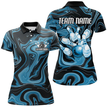 Women's Blue Camo Bowling Team Shirts I6489