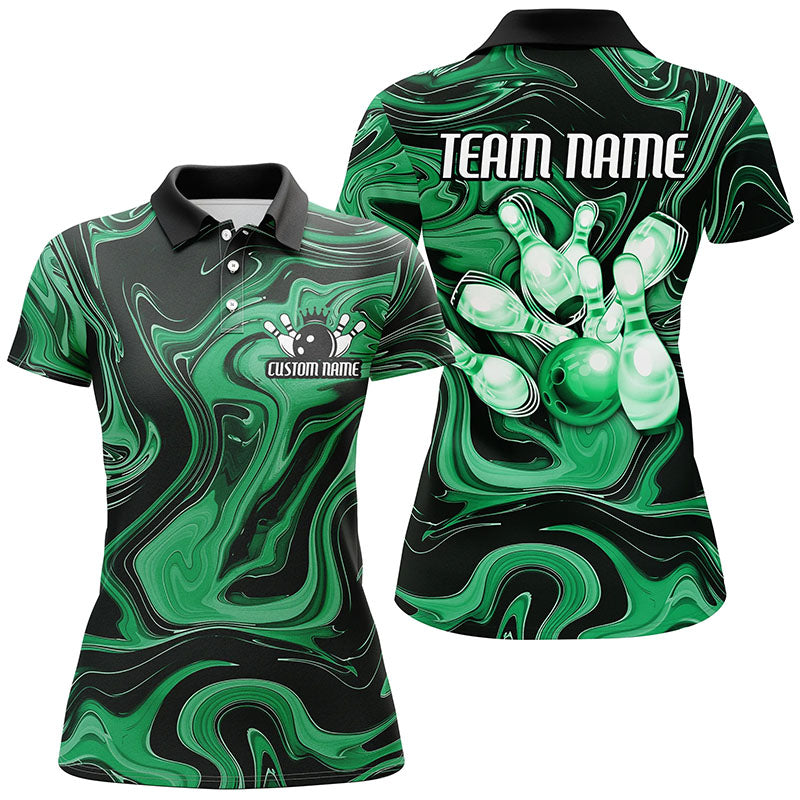 Women's Green Camo Bowling Team Shirts I6490