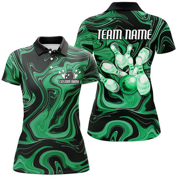 Women's Green Camo Bowling Team Shirts I6490