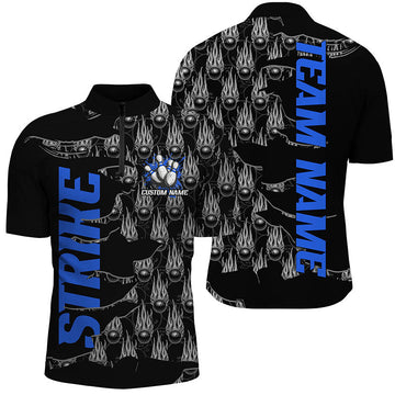 Flame Bowling Shirts for Men & Women - Blue I6502