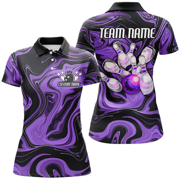 Custom Purple Bowling Team Shirts for Women I6173