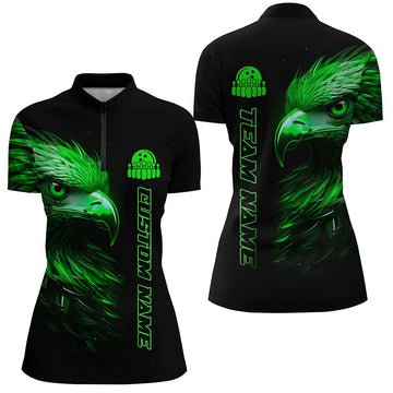 Green Eagle Women's Bowling Quarter Zip Shirts I5314