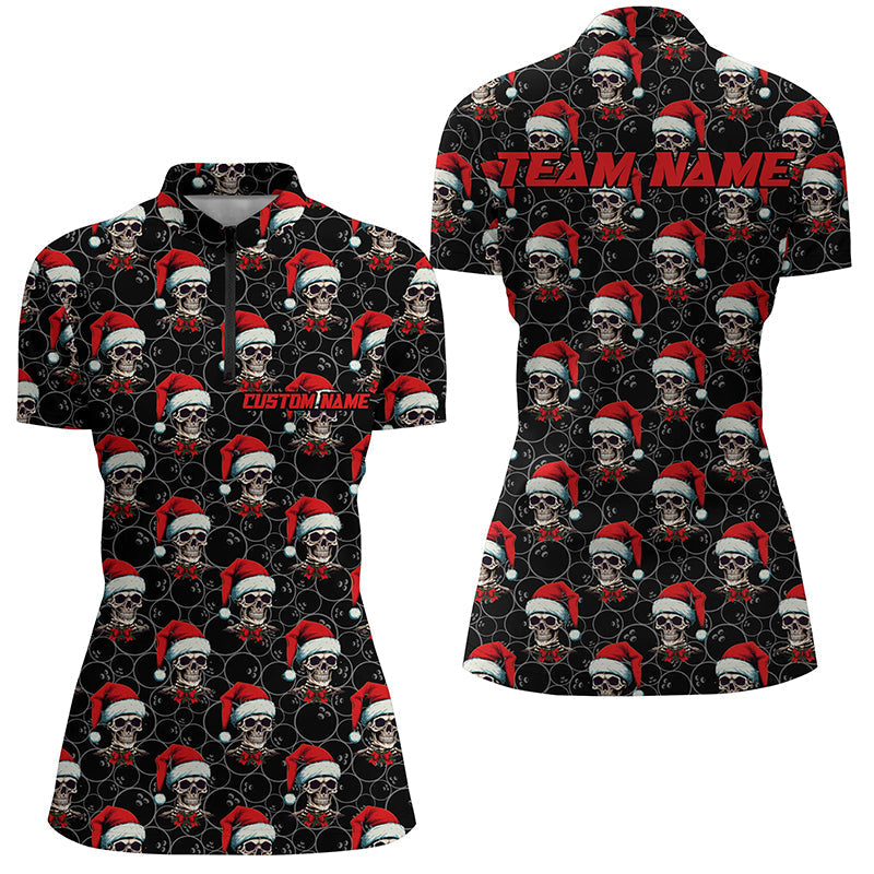 Custom Christmas Bowling Quarter Zip Shirts for Women I5316