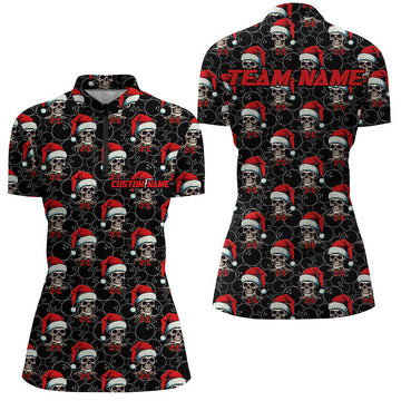 Custom Christmas Bowling Quarter Zip Shirts for Women I5316