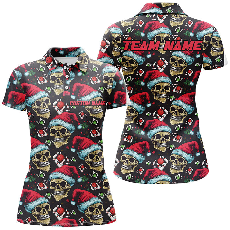 Christmas Skull Santa Hat Women's Bowling Polo Shirt I5317