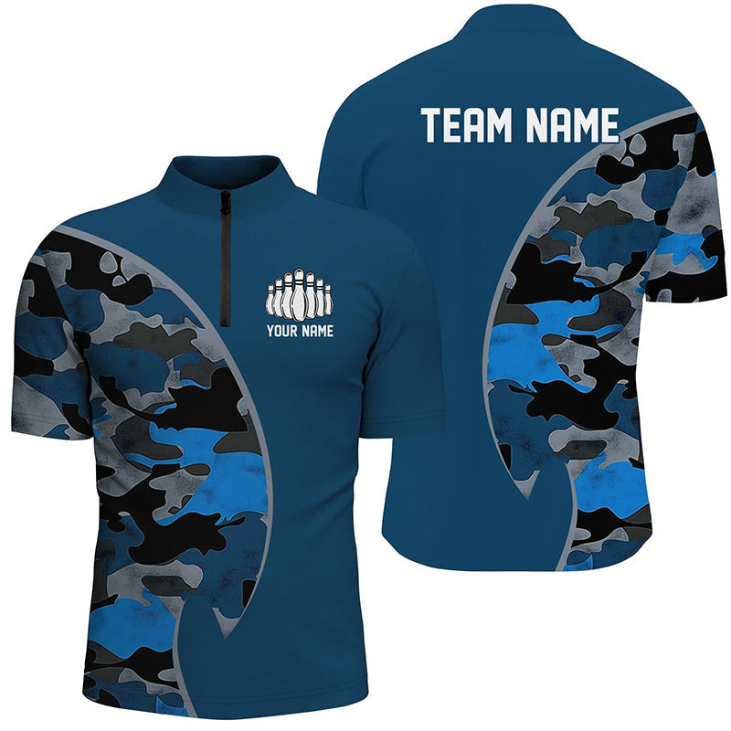 Blue Navy Camo Custom Bowling Polo with Name & Team I6679