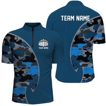 Blue Navy Camo Custom Bowling Polo with Name & Team I6679