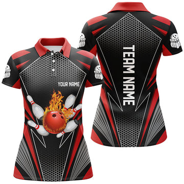 Red Flame Bowling Jerseys for Women I5497