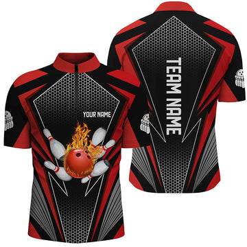 Custom Flame Bowling Jerseys - Red - Unisex I5497