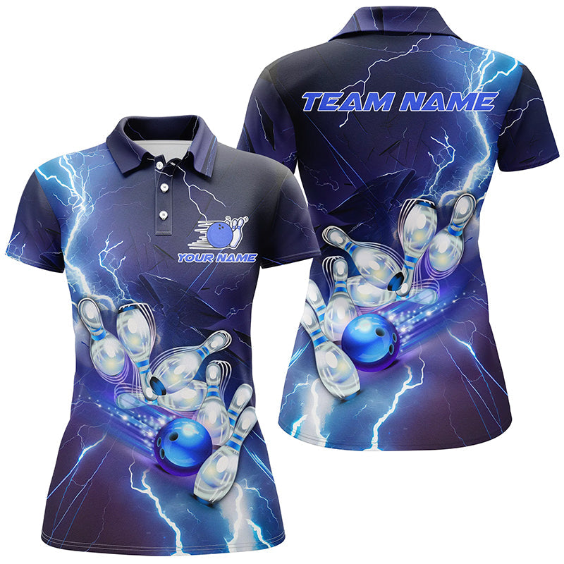 Blue Lightning Thunder Women's Bowling Team Jersey I5152