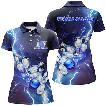 Blue Lightning Thunder Women's Bowling Team Jersey I5152