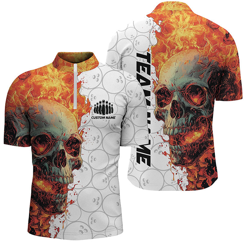 Custom Skull Bowling Shirt for Men/Women - Flame Team Jersey I5810