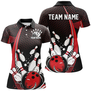 Women's Retro Black & Red Bowling Shirts I7279