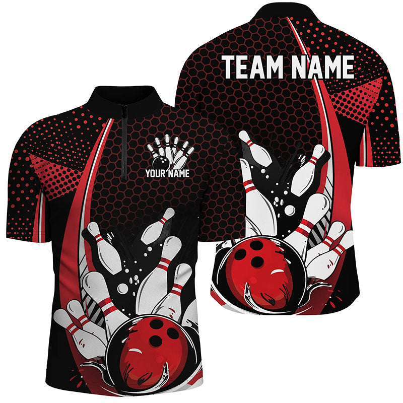 Men's Classic Retro Black & Red Bowling Shirts I7279