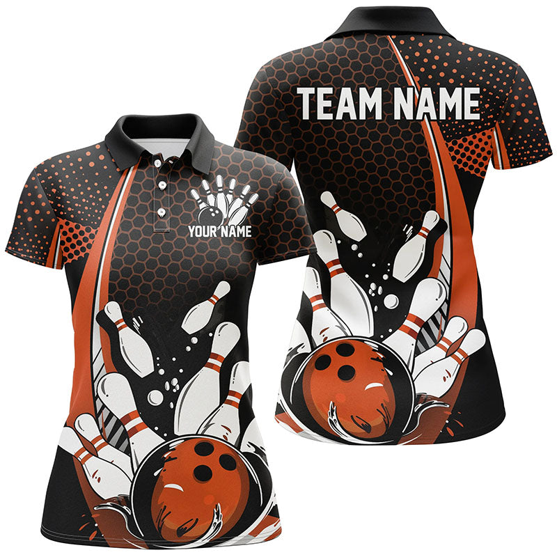 Black & Orange Ladies Bowling Shirts - Retro Classic Jerseys I7280