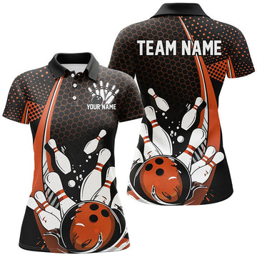 Black & Orange Ladies Bowling Shirts - Retro Classic Jerseys I7280