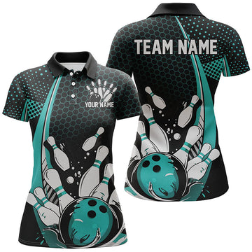Custom Black & Blue Ladies Bowling Shirts - Retro Jerseys I7281