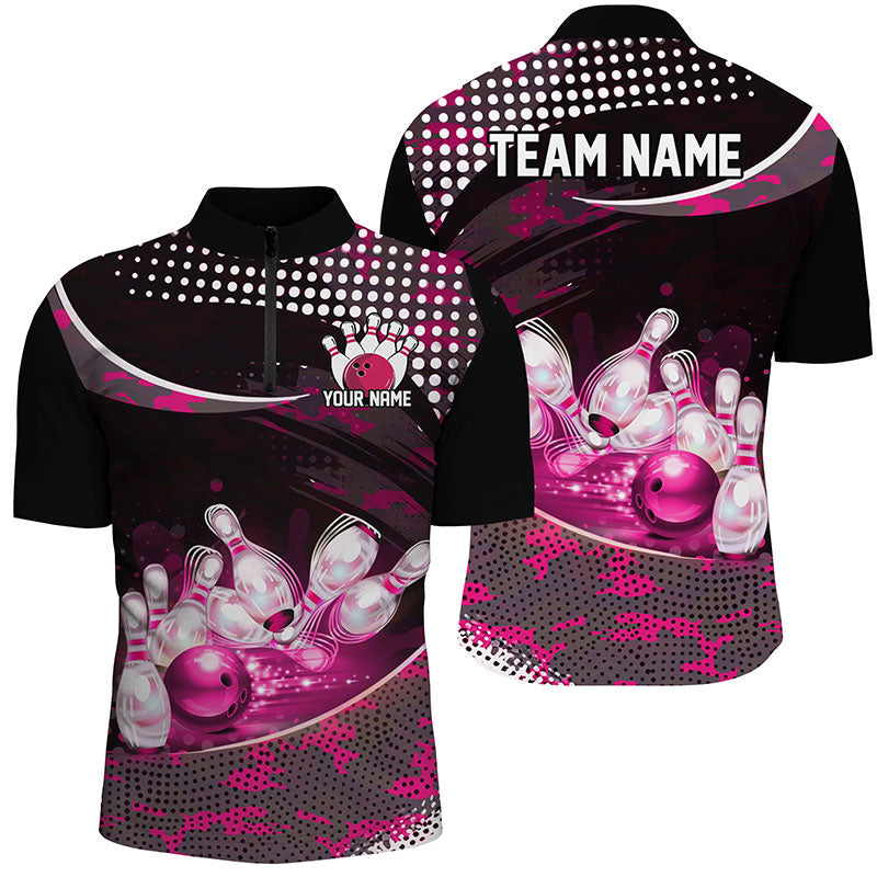 Men's Pink Camo Bowling League Shirt I7286