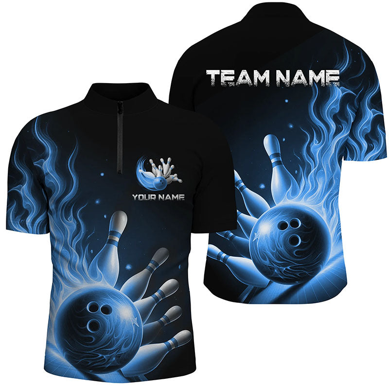 Men's Blue Flame Bowling Polo Shirt I7290