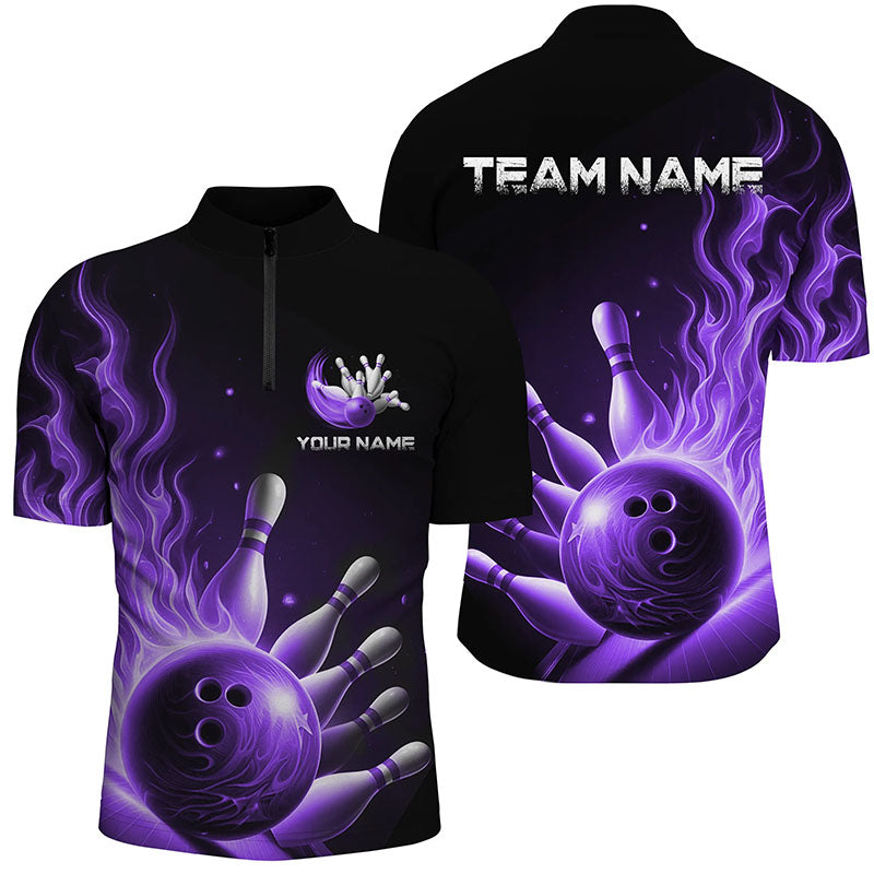 Personalised Purple Flame Bowling Polo for Men I7292
