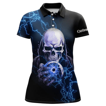 Blue Thunder Skull Ladies Bowling Shirts I5512