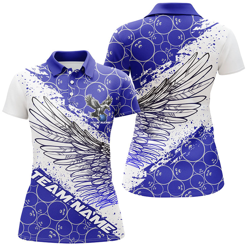 Women's Custom Blue Bowling Shirts - Eagle Wings I5817