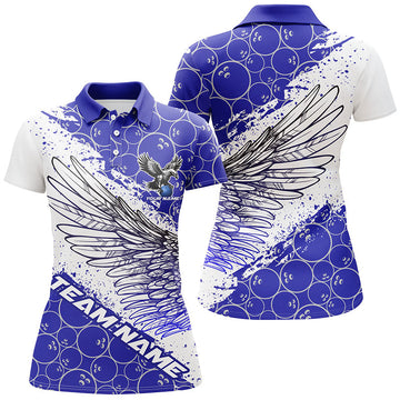 Women's Custom Blue Bowling Shirts - Eagle Wings I5817