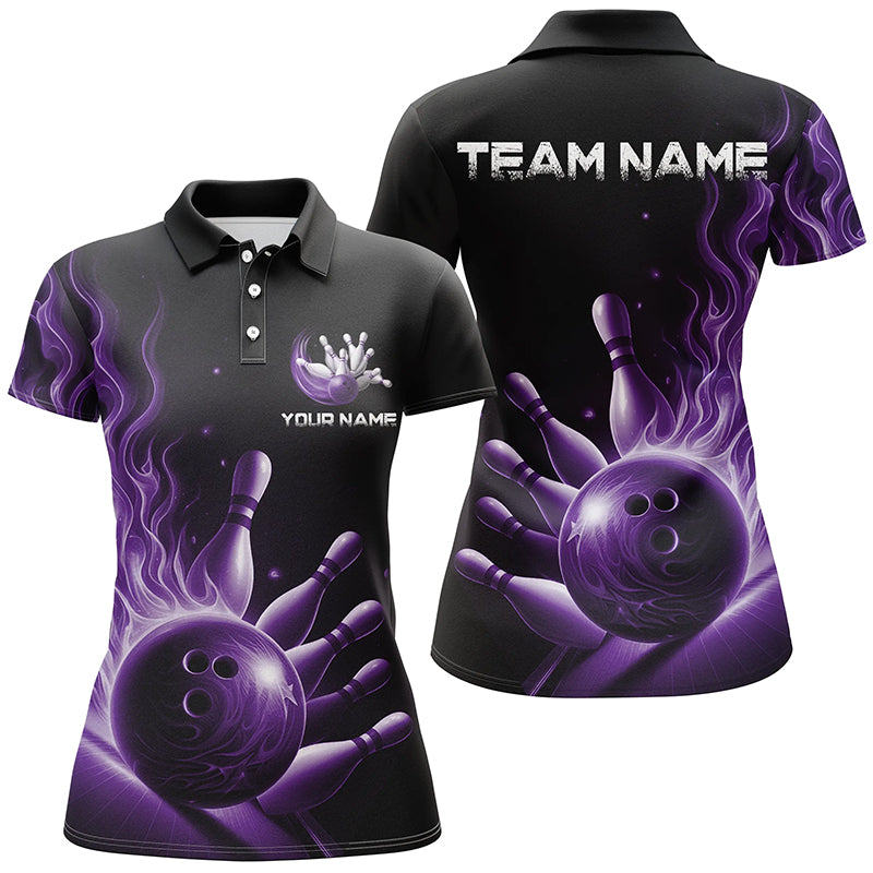 Women's Purple Flame Bowling Polo Shirt I5823