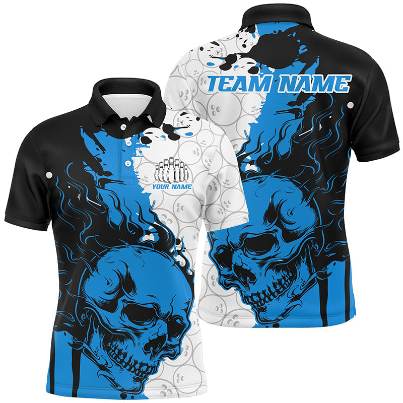 Personalised Multi-Colour Flame Skull Bowling Jerseys for Men and Women I6567