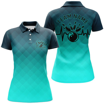 Women's Custom Blue Argyle Bowling Team Shirts I6253