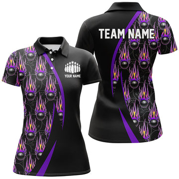 Women's Custom Purple Flame Bowling Shirts I6733