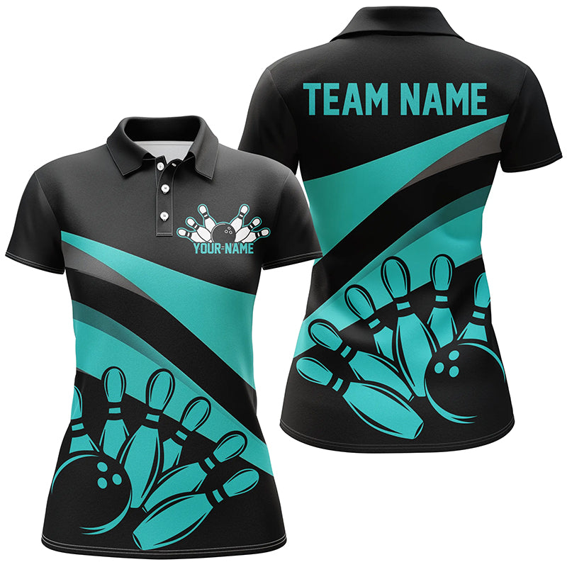 Women's Retro Blue Bowling Shirt I7318