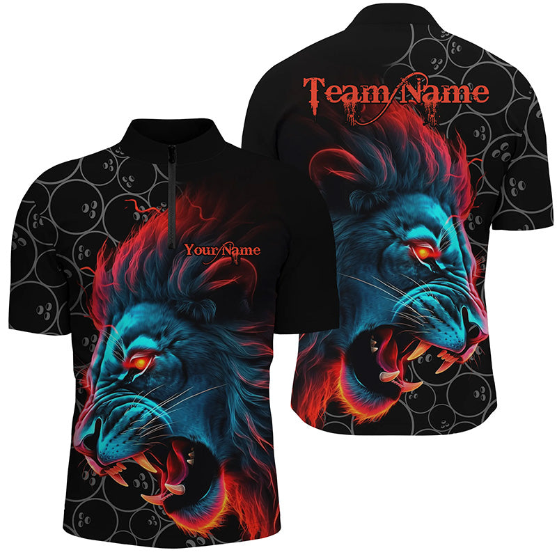 Custom Men’s Colourful Lion Bowling Team Quarter Zip Jerseys I5357