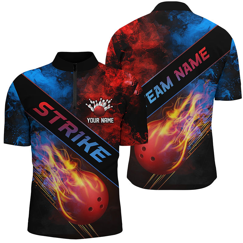 Red & Blue Smoke Custom Bowling Shirts for Men & Women I5988