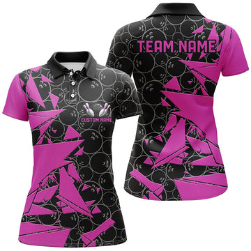 Women's Pink Bowling Team Shirts with Ball Pattern I6268